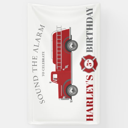 警報トラック誕生日パーティーを任意の年齢で鳴らす 横断幕 (縦)