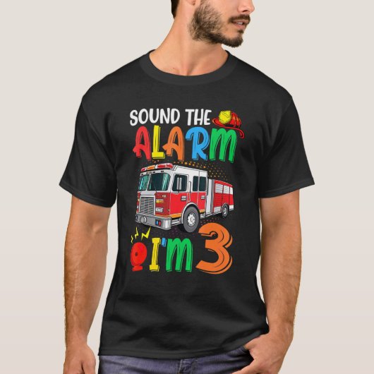 警報Im 3消防車を鳴らす Tシャツ (正面)