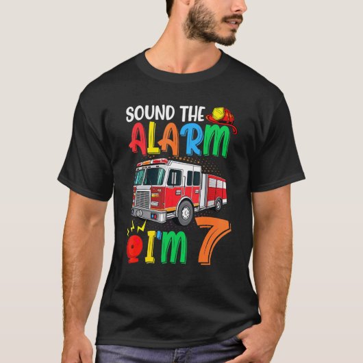警報Im 7消防車を鳴らす Tシャツ (正面)
