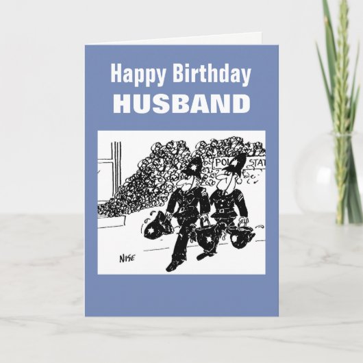 警官が警察署で火災に対処 カード (正面)