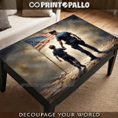 警官とアメリカ国旗を持つ少年 – 愛国主義 薄葉紙