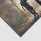 警官とアメリカ国旗を持つ少年 – 愛国主義 薄葉紙 (詳細)