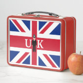 警官とクイーンズガード付きイギリス国旗のグラフィック メタルランチボックス (インサイチュ)