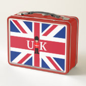警官とクイーンズガード付きイギリス国旗のグラフィック メタルランチボックス (裏面)