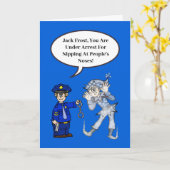 警官とジャック・フロストおもしろい・クリスマスカード カード (黄色い花)