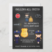 警官と強盗の誕生日チョークボード 招待状 (正面)