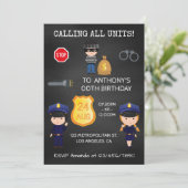 警官と強盗の誕生日チョークボード 招待状 (スタンド正面)