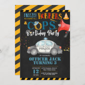 警官と強盗の誕生日パーティーの招待 招待状 (正面/裏面)