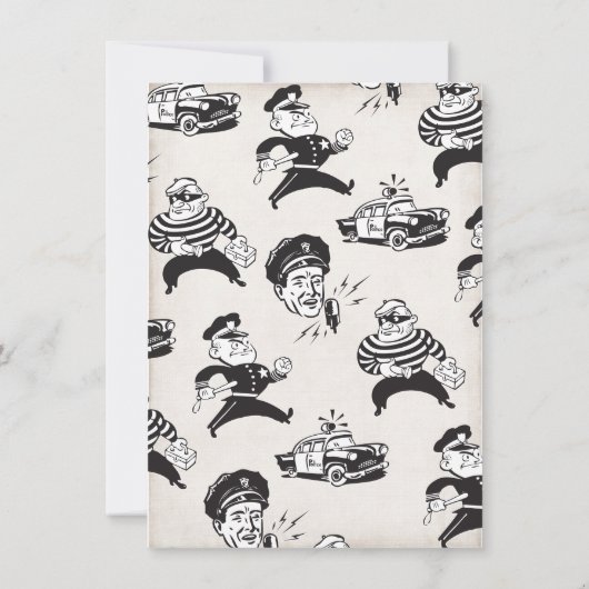 警官と強盗の誕生日パーティーの招待 招待状 (裏面)