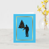 警官と木のシルエット　クリスマスカード カード (黄色い花)