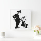 警官と泥棒 スクエア壁時計 (ホーム)