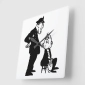 警官と泥棒 スクエア壁時計 (傾斜)