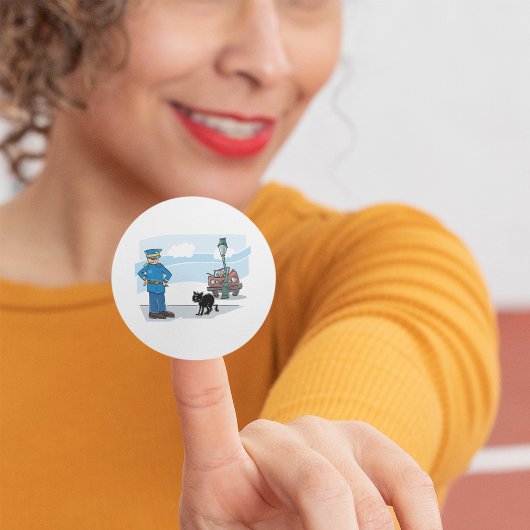 警官と黒猫 ラウンドシール