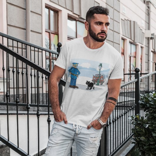 警官と黒猫 Tシャツ