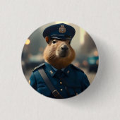 警官のキャピバラ 缶バッジ (正面)