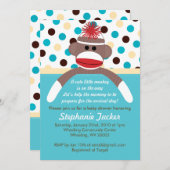 警官のソックス猿のベビーシャワーの招待状 招待状 (正面/裏面)