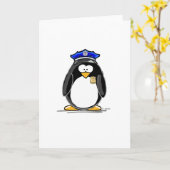警官のペンギン カード (黄色い花)