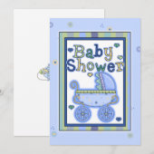 警官の乳母車のシャワーの招待状 招待状 (正面/裏面)