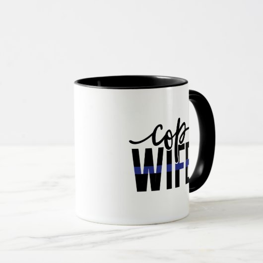 警官の妻の細い青い線が私たちの警察をサポート マグカップ (正面右)