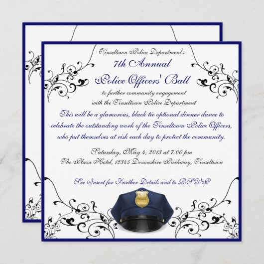 警官の球のカスタムの招待状 招待状 (正面/裏面)