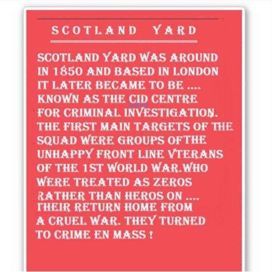 警官の盗賊の歴史 シール (正面)