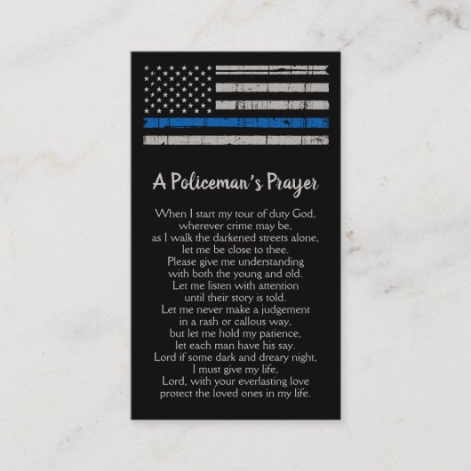 警官の祈りの言葉の薄い青い線の警察官 名刺 (正面)