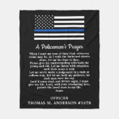 警官の祈りの言葉モダン薄い青い線旗 フリースブランケット (正面)