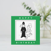 警官は時計の顔漫画を持っている。 カード (スタンド正面)