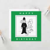 警官は時計の顔漫画を持っている。 カード (正面/裏面インサイチュ)