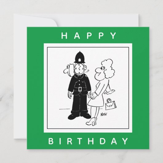 警官は時計の顔漫画を持っている。 カード (正面)