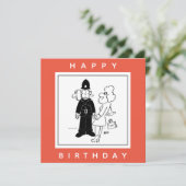 警官は時計の顔漫画を持っている。 カード (スタンド正面)