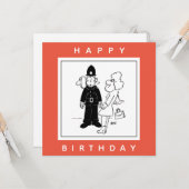 警官は時計の顔漫画を持っている。 カード (正面/裏面インサイチュ)