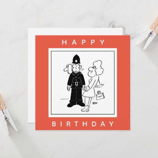 警官は時計の顔漫画を持っている。 カード (正面/裏面インサイチュ)