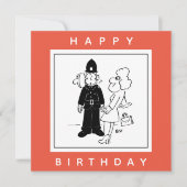 警官は時計の顔漫画を持っている。 カード (正面)