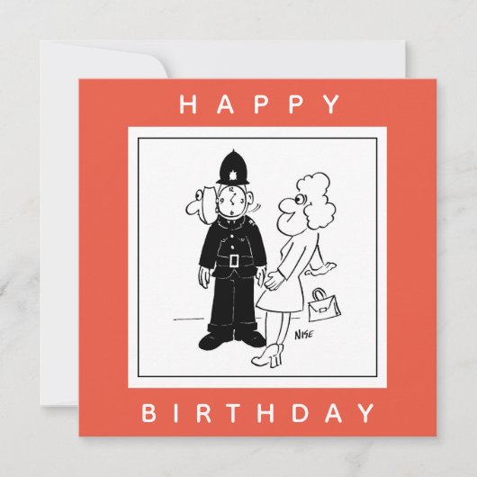 警官は時計の顔漫画を持っている。 カード (正面)