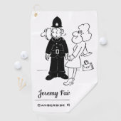 警官は時計の顔漫画を持っている ゴルフタオル (インサイチュ)