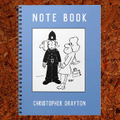 警官は時計の顔漫画を持っている。 ノートブック