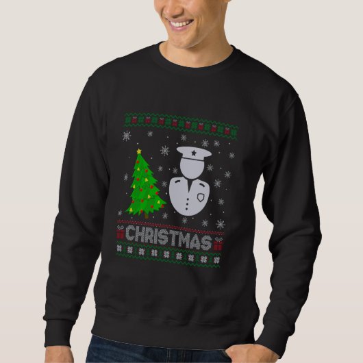 警官クリスマスツリー照明醜いクリスマス汗 スウェットシャツ (正面)