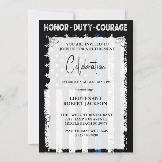  警官引退・卒業・誕生日  招待状 (正面)