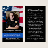 警官祈りの言葉追悼メモリアル葬儀カード (正面&裏面)