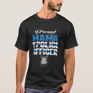 警官誇りを持ったのママ薄青い線ママ Tシャツ