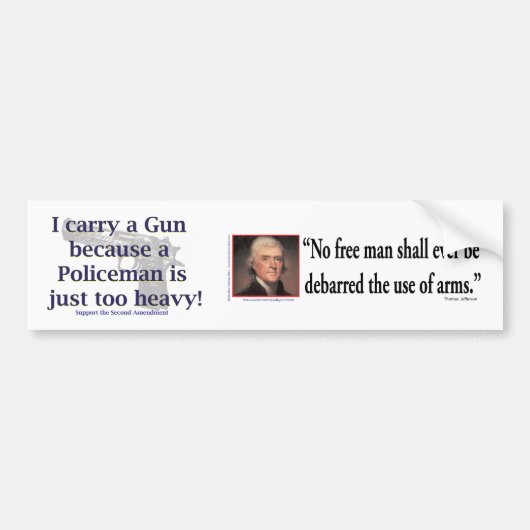警官運が重いので私は銃を バンパーステッカー (正面)