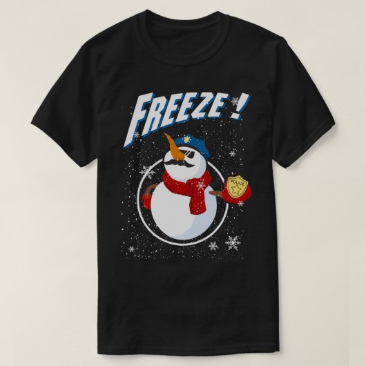 警官雪だるまフリーズ警察ナヴィダッド警察警察 Tシャツ (デザイン正面)