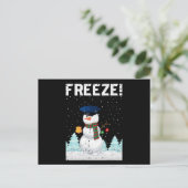 警官雪だるま警察ナビダッド警官クリスマス ポストカード (スタンド正面)