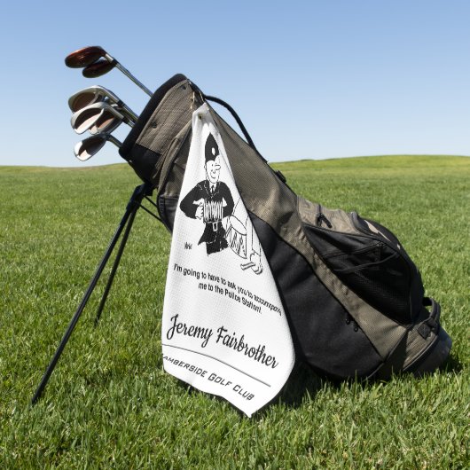 警官頼が漫画に同行￼する ゴルフタオル (グリーン)