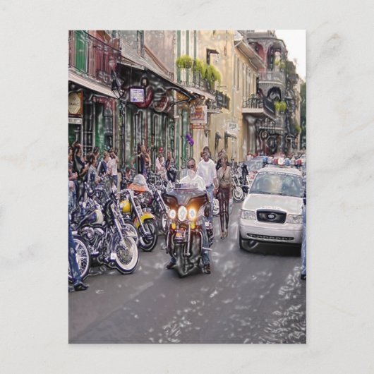 警官、バイクもしくは自転車に乗る人、ブードゥー ポストカード (正面)