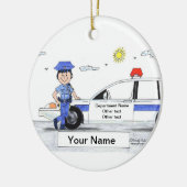 警官、女性-パーソナライズな漫画のギフト セラミックオーナメント (左)