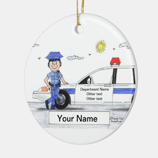 警官、女性-パーソナライズな漫画のギフト セラミックオーナメント (左)