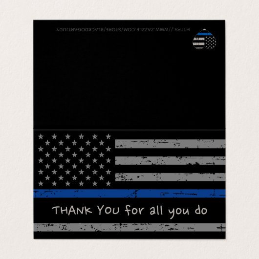 警察ありがとう法執行薄い青い線 名刺 (外部フラット)