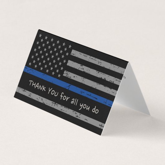 警察ありがとう法執行薄い青い線 名刺 (正面)